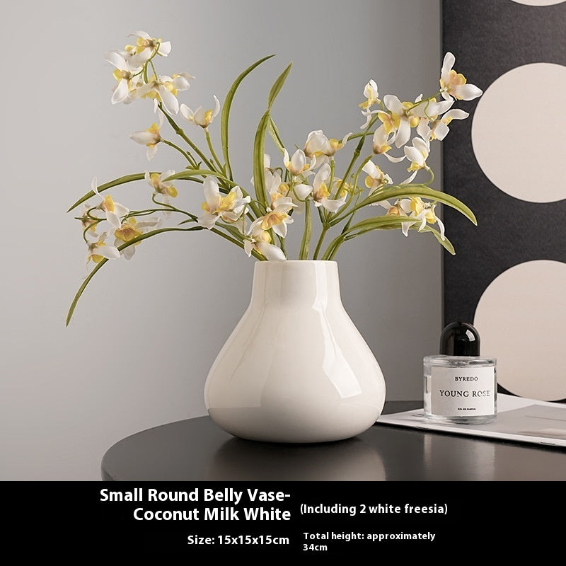 Ceramic Round Belly French High Sense Decorative Household Vases